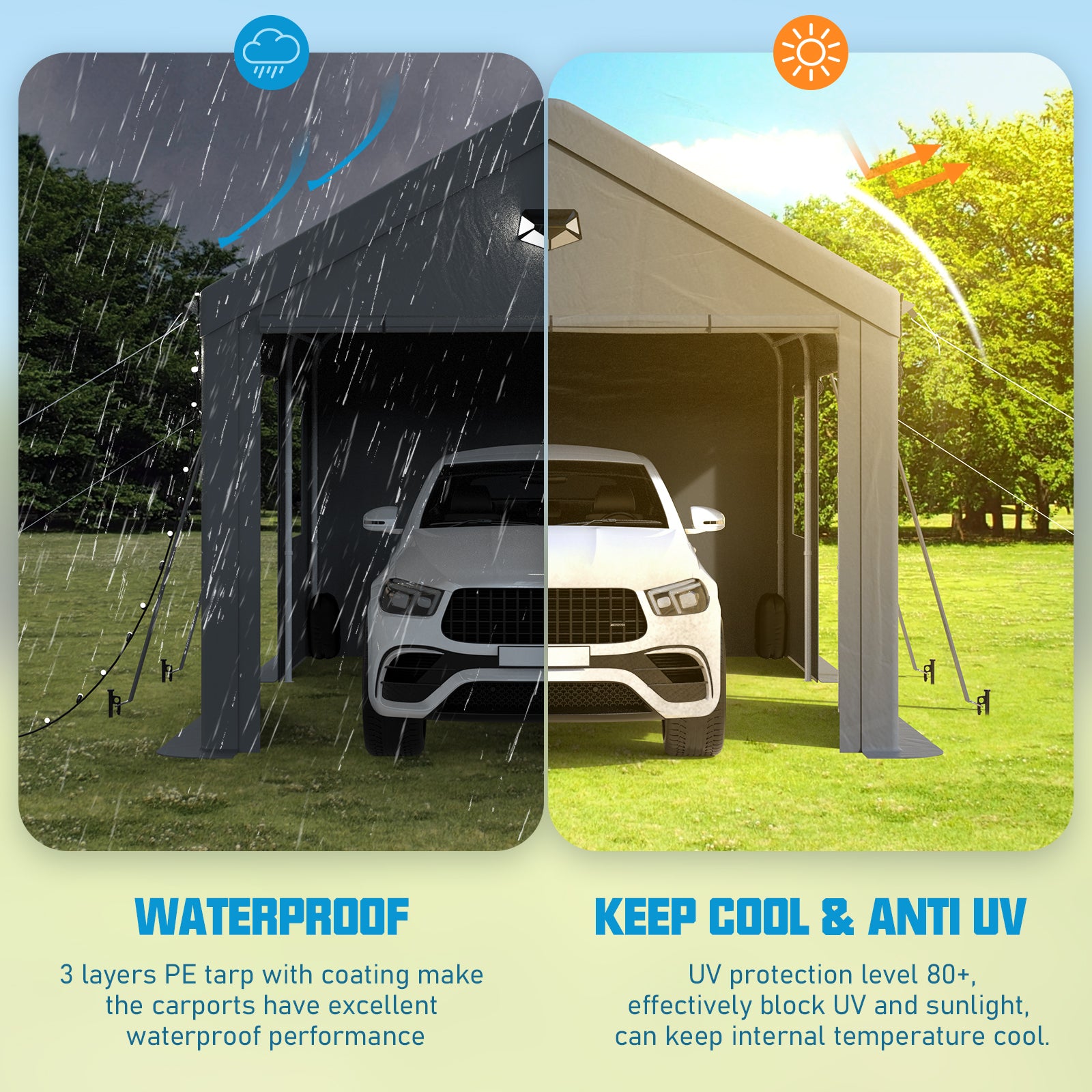 portable car garage tent 20x20 Carport Canopy, Heavy Duty Car Port, Portable Car Ports Garage w – Sannwsg