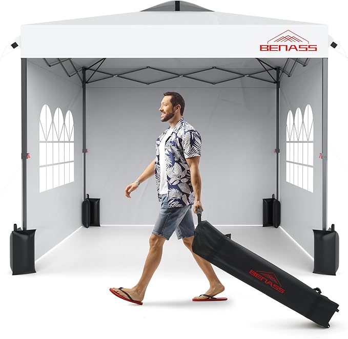 stand up pop up tent SANNWSG 10x10FT Pop Up Canopy with Sidewalls, Easy Up Canopy Tent, Hea – Sannwsg