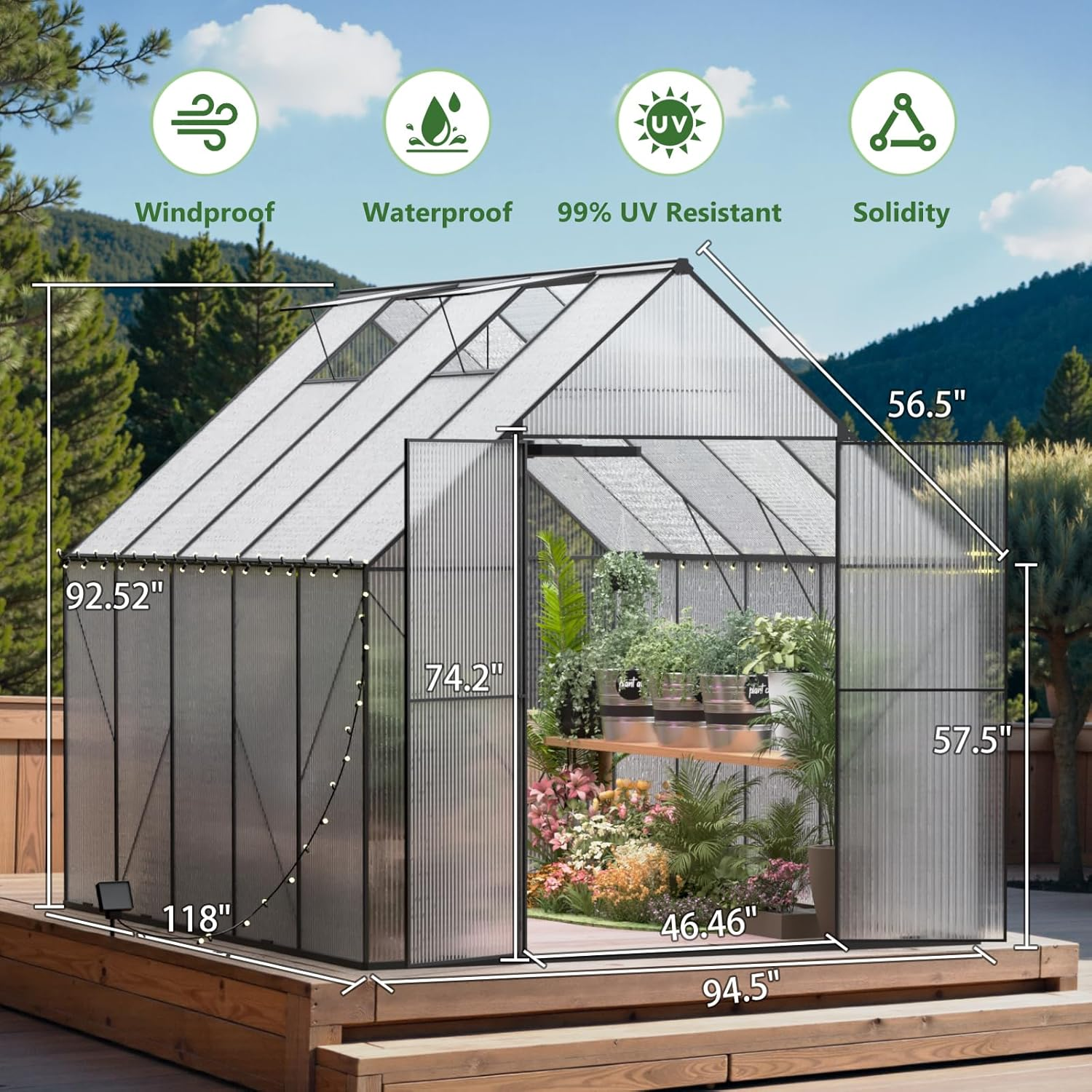 SANNWSG Outdoor Greenhouse - Walk-in Heavy Duty Storage Shed with