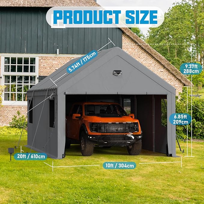 tent carport garage SANNWSG Carports 10x20FT Heavy Duty, Carport Canopy, Portable Car Port – Sannwsg